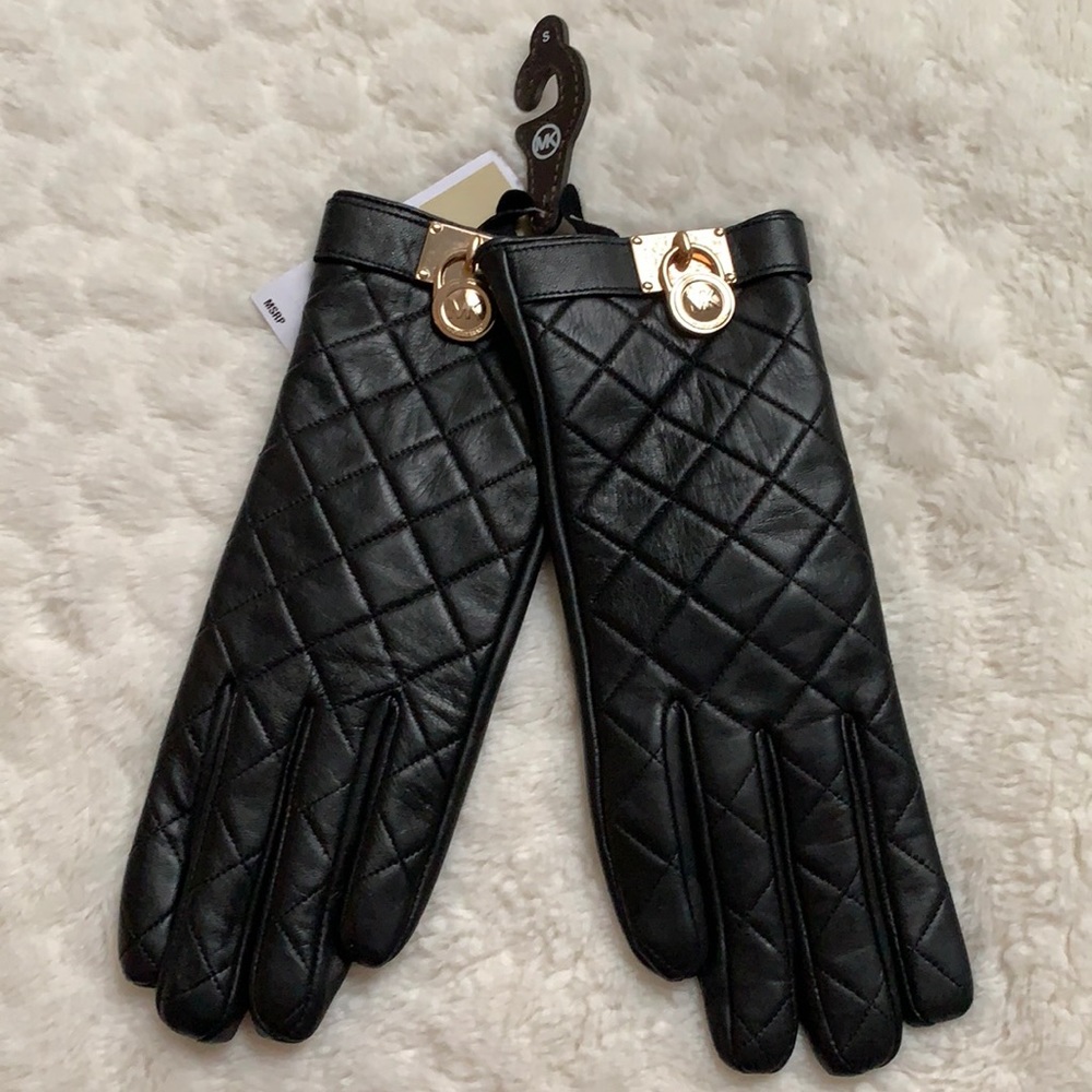 Michael Kors black leather gloves